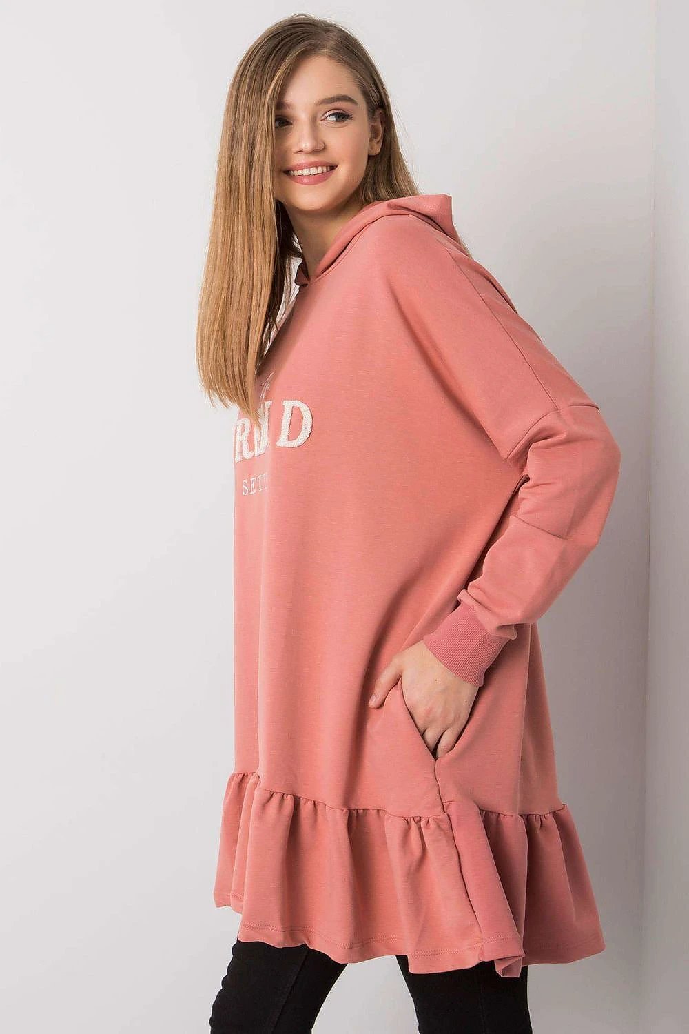 Fancy Sweatshirt Tunic for Women - Features Ruffle, Hood, Long Sleeves, Side Pockets and Versatile Styling Options by Fancy