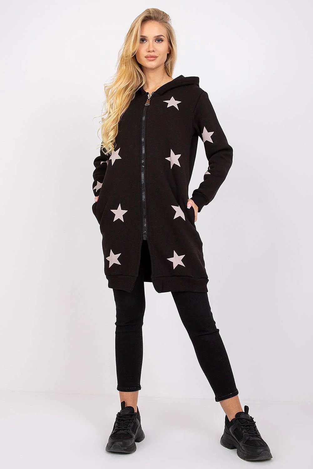 Fancy Sweatshirt Model 162080 - Hooded Zippered Extended Cut with Pockets, 65% Cotton by Fancy