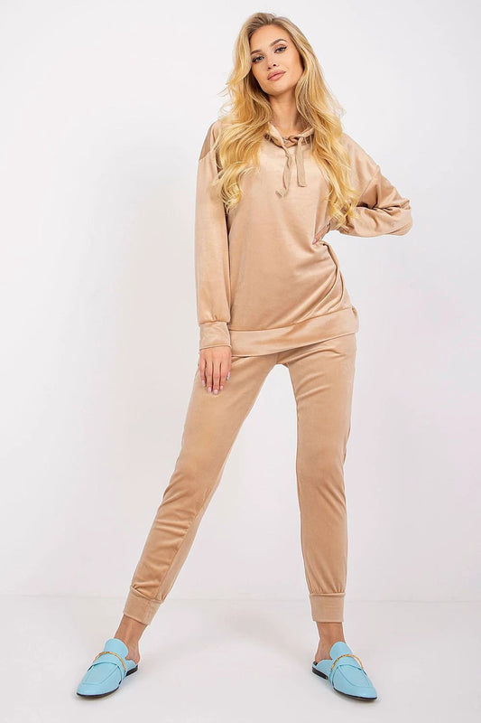 Fancy Women's Velour Sweatshirt Set - Soft Lycra Blend for Comfort and Style with Hooded Top and Pants with Pockets by Fancy