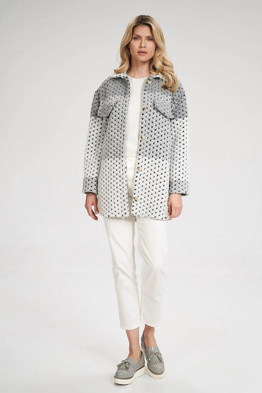 Figl Women's Straight Buttoned Jacket Model 162432 - Wool Blend Fabric for Comfort and Style by Figl