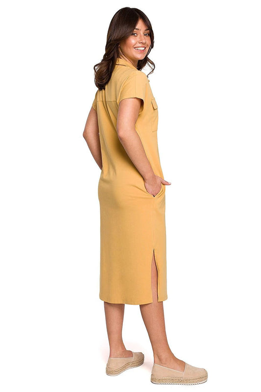BeWear Daydress Model 163164 - Breathable Cotton Safari Style Dress with Pockets and Slits by BeWear