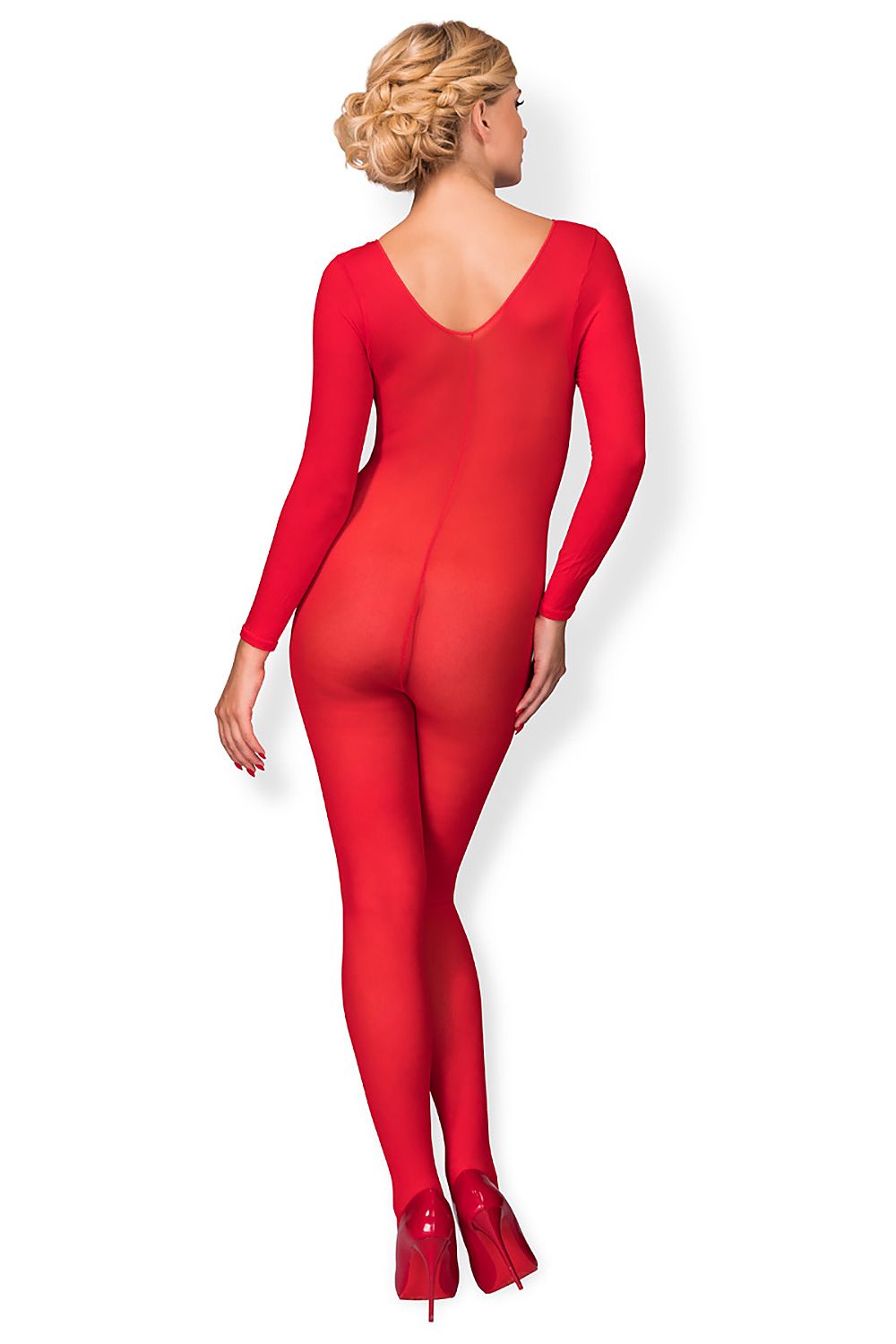 Red Hot Deep-Neck Bodystocking – Red