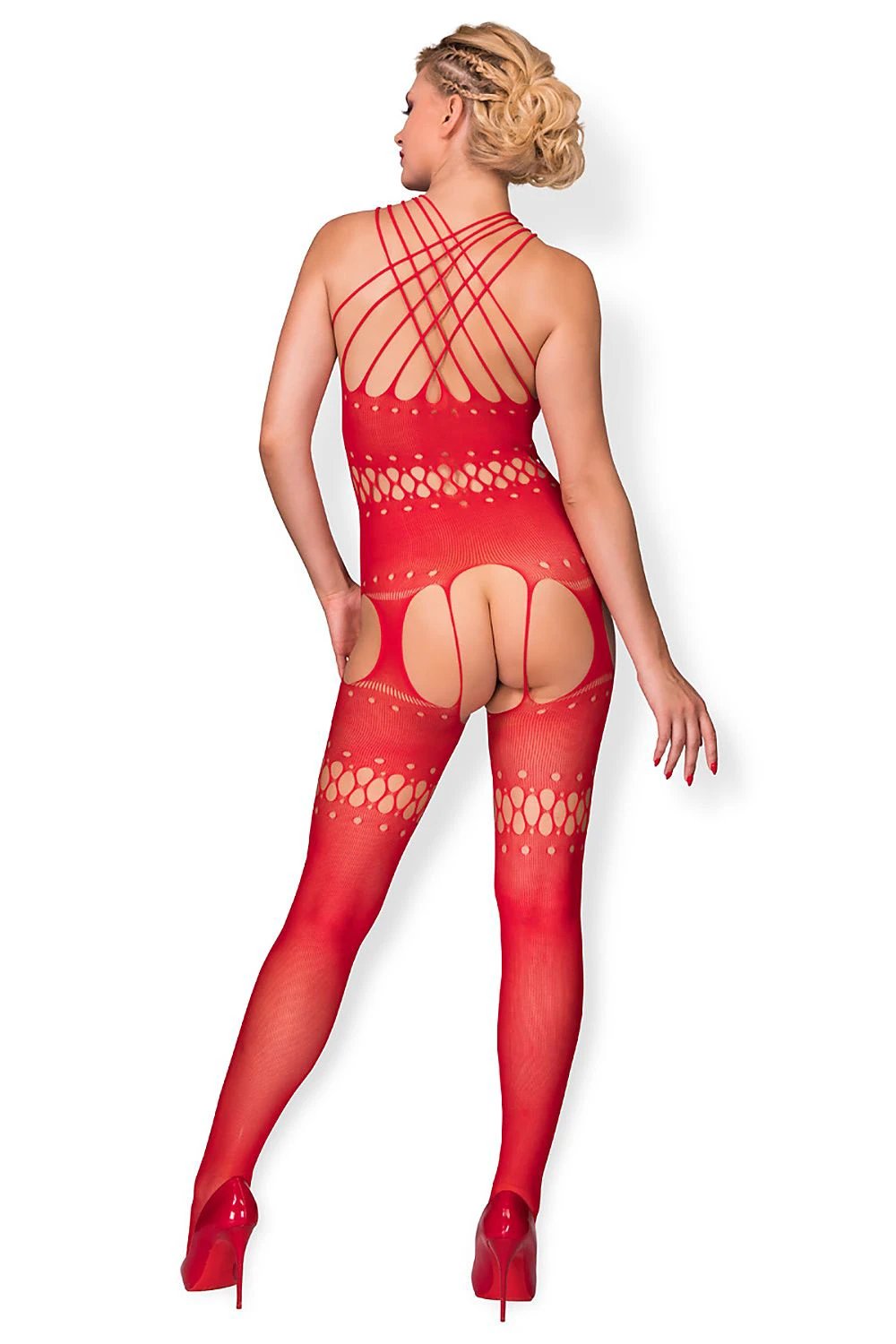 Demonic Cross-Strap Bodystocking – Red