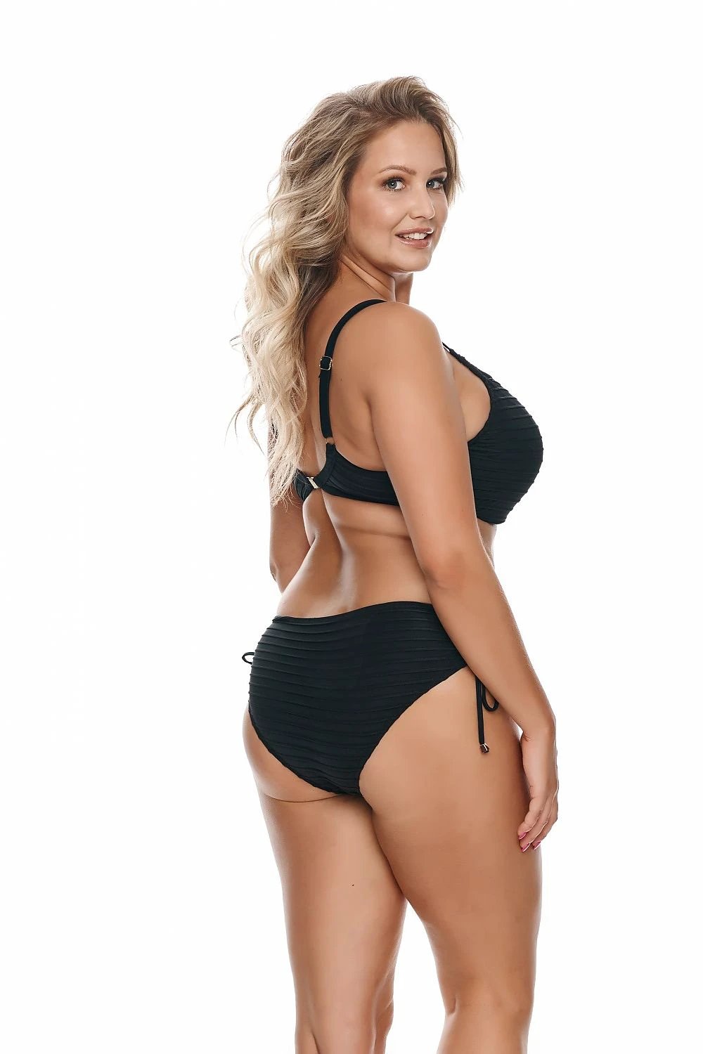 Higher-Rise Bikini Bottoms with Gold-Tone Ties – Black