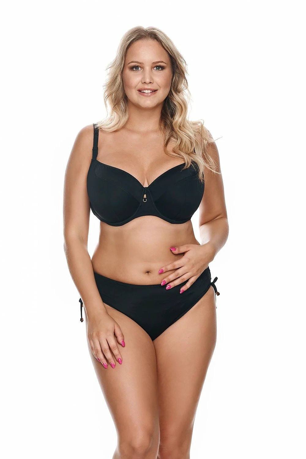 High-Waisted Bikini Bottoms with Gold-Tone Side Ties