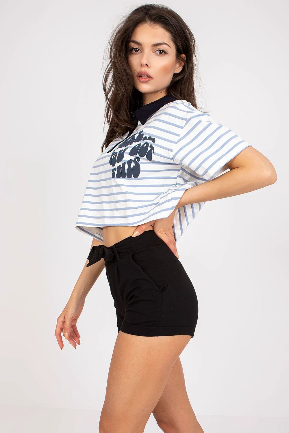 Fancy Short-Sleeved Striped Polo Shirt - Comfortable 95% Cotton Blend with Decorative Print by Fancy