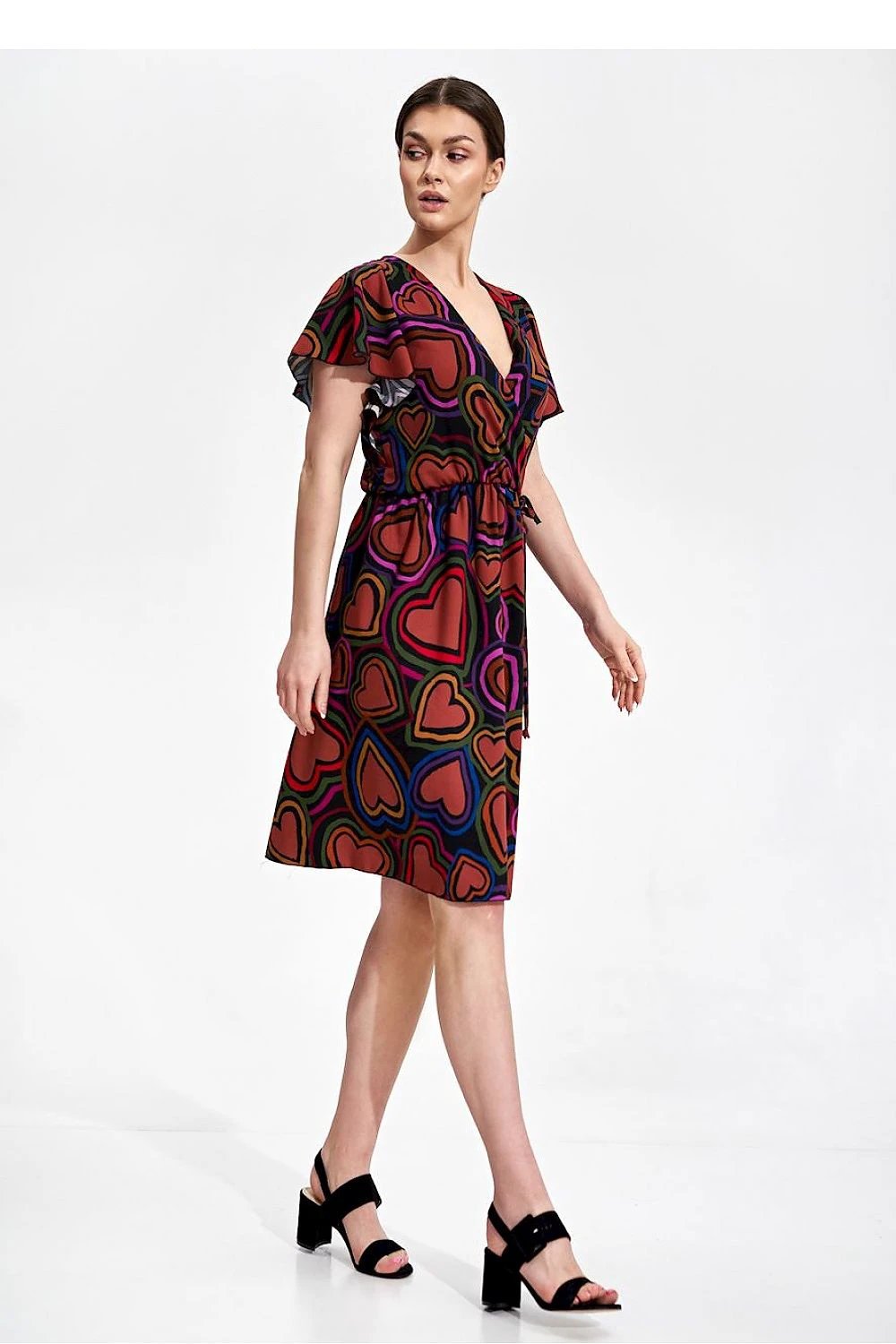 Figl Daydress - Comfortable Summer Midi Dress with Elastic Waist and Short Sleeves by Figl