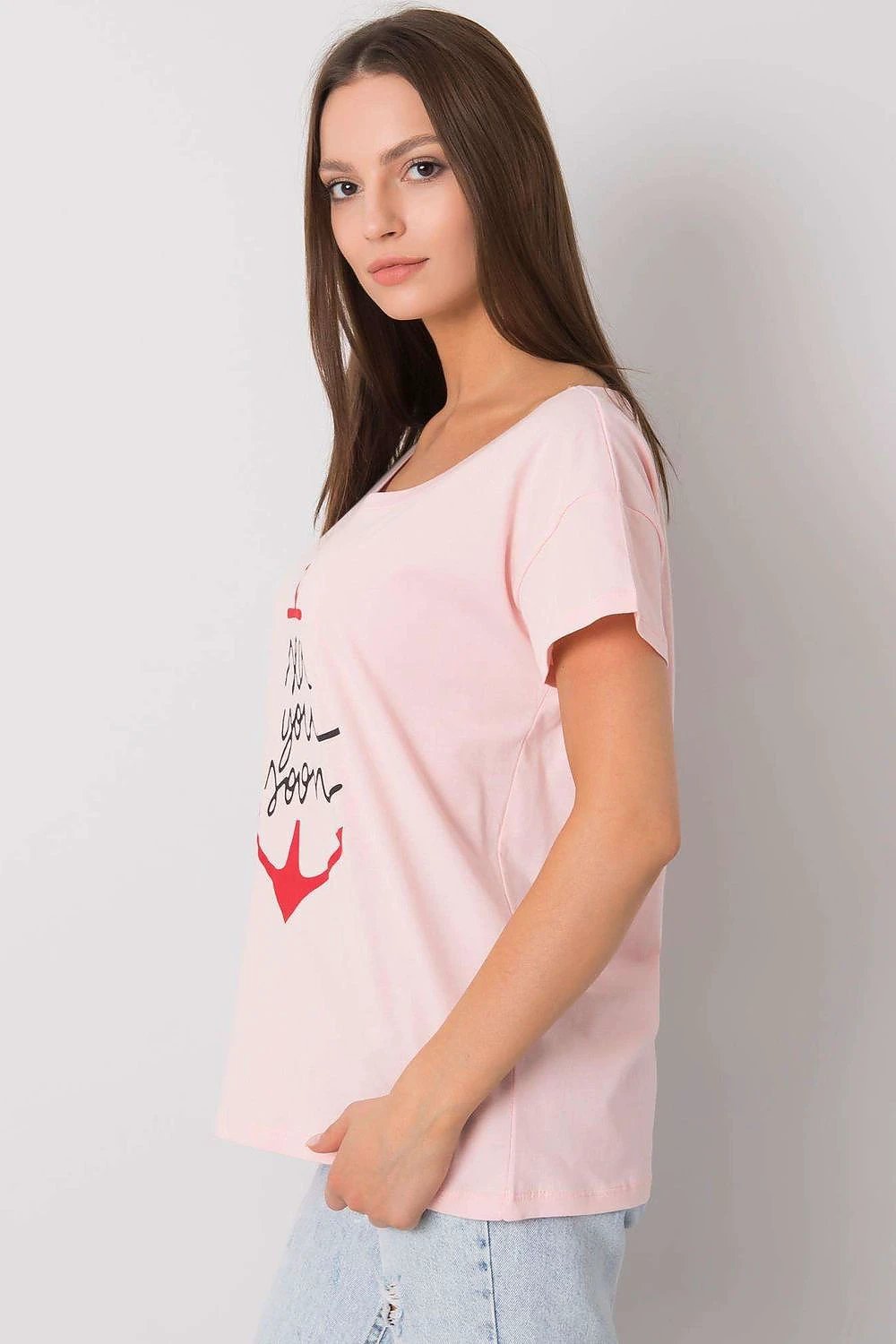 Fancy Ladies T-Shirt - 100% Cotton with Short Sleeves, Round Neckline and Decorative Print by Fancy