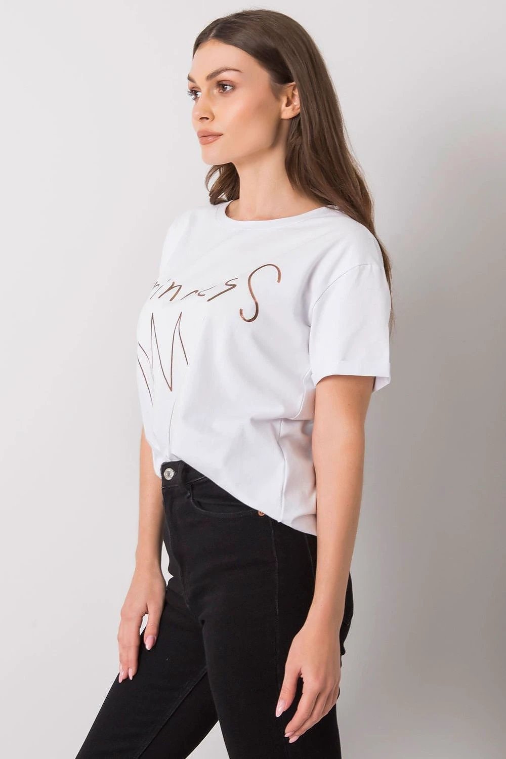 Fancy Ladies' Short Sleeve Round Neck T-Shirt - Soft Cotton Blend with Decorative Print by Fancy