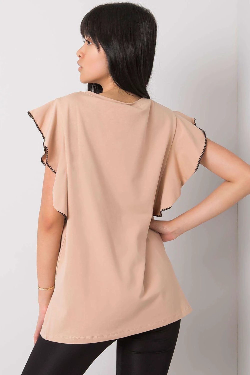 Fancy Blouse - Comfortable 95% Cotton Short Sleeve Frill Design with Round Neckline for Versatile Occasions by Fancy