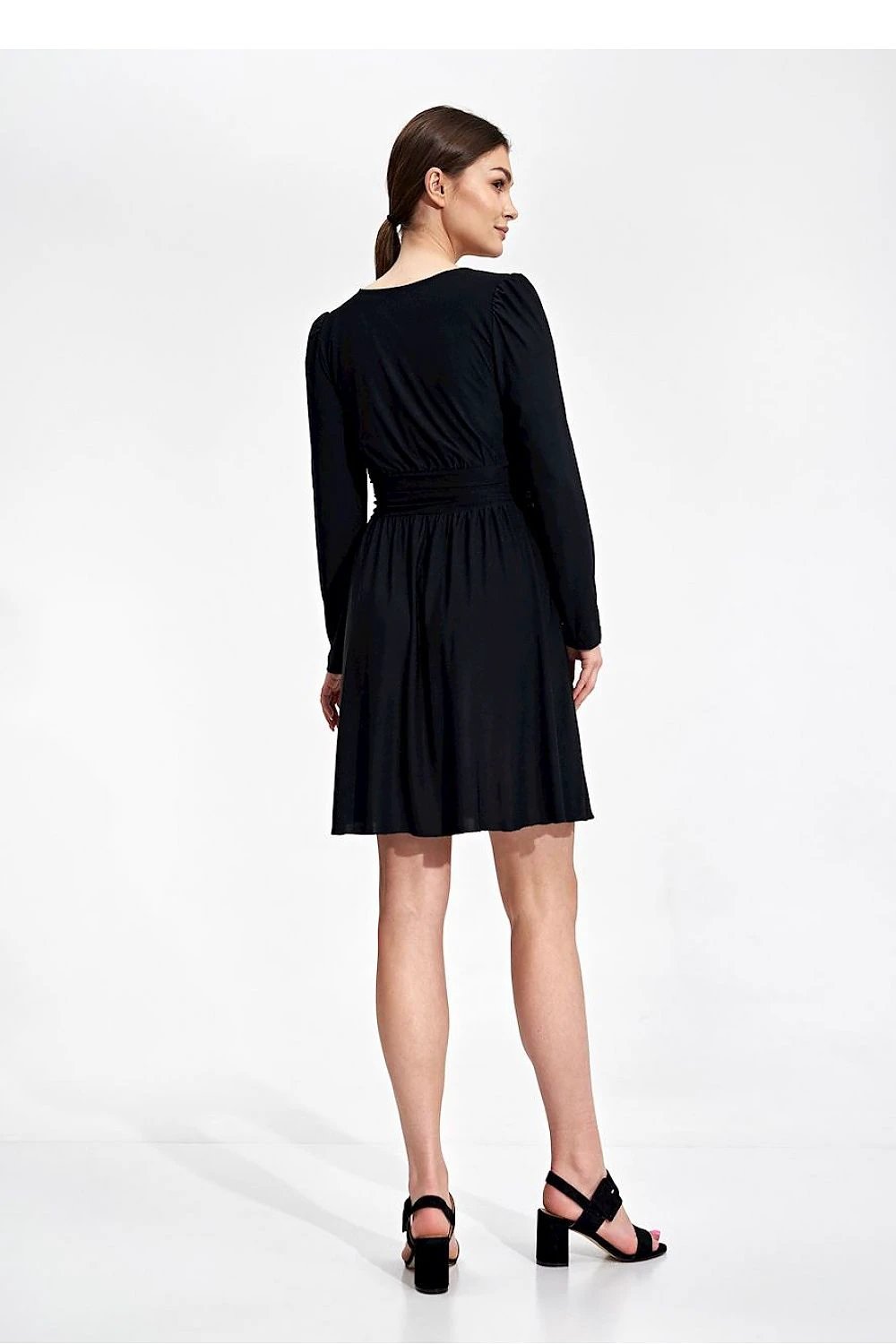 Figl Daydress - Flared Knee-Length Stretch Fabric Dress with Sweetheart Neckline and Long Sleeves by Figl