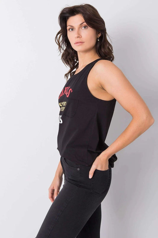 Fancy Extended Cut Sleeveless T-Shirt - Soft Cotton Blend with Round Neckline and Decorative Design by Fancy