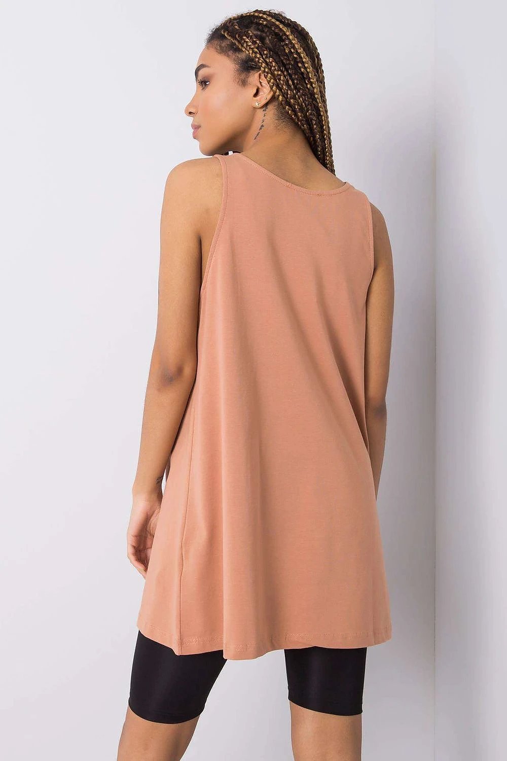 Fancy Extended Cut Sleeveless T-Shirt - Soft Cotton Blend with Round Neckline and Decorative Design by Fancy