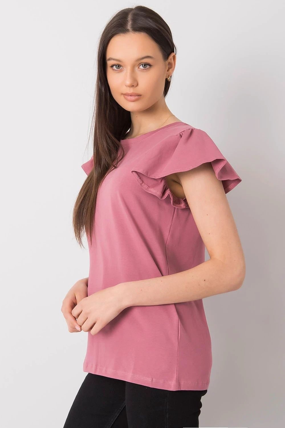 Fancy Women's Blouse - Soft 95 Percent Cotton With Frill Sleeves And Round Neckline For Versatile Occasions by Fancy