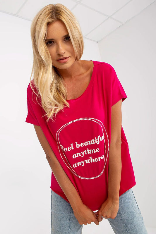 Fancy Blouse - Short-Sleeved Loose Fit with Embroidery and 65% Cotton for Everyday Wear by Fancy