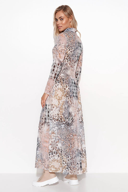 Makadamia Daydress Makadamia - Feminine Mesh Maxi Dress with Turtleneck, Long Sleeves and Bust-Emphasizing Fit by Makadamia