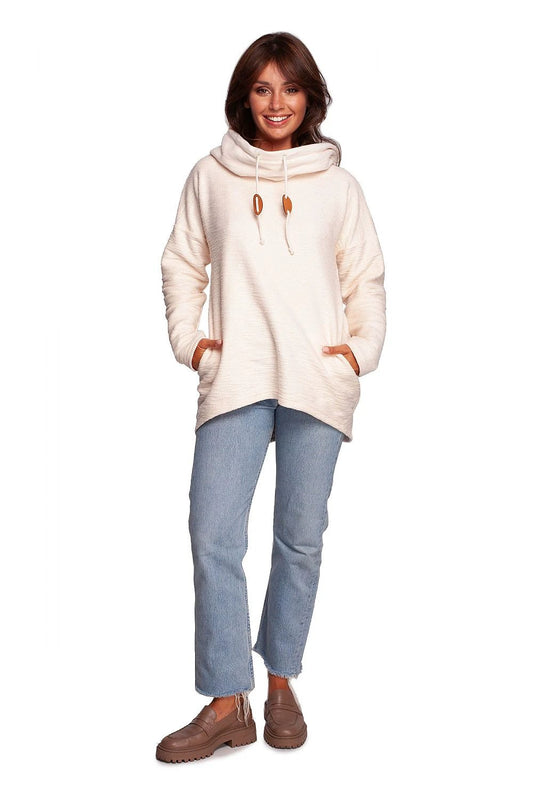 BeWear Oversized Sweatshirt Tunic With Hood And Collar - Cozy 90% Cotton Blend For All-Day Comfort by BeWear