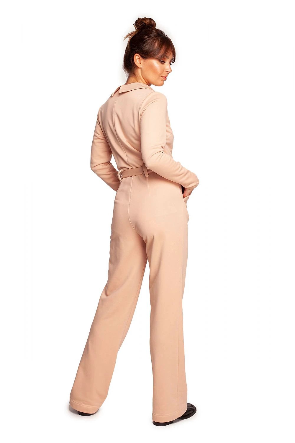 BeWear Chic Wide Leg Suit - Comfortable V-Neck Design with Belt, Pockets and Cotton Blend for Everyday Wear by BeWear