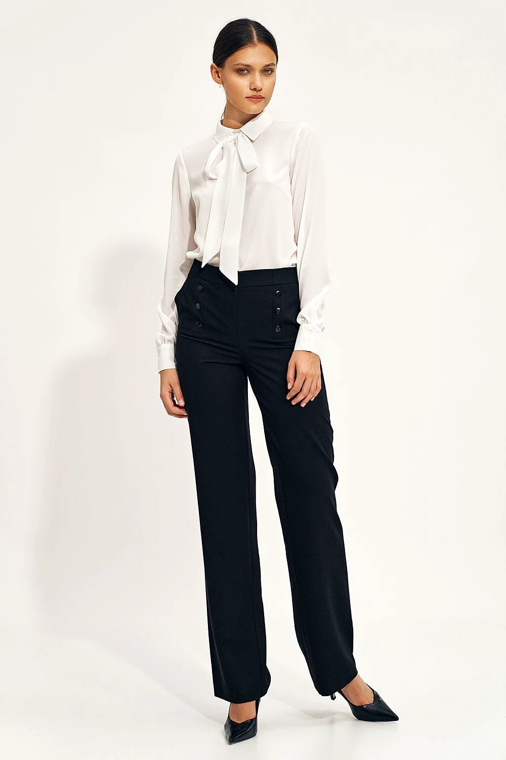 Nife Elegant Women's Bow Blouse - Perfect for Work and Office Wear, Gently Waisted Design by Nife