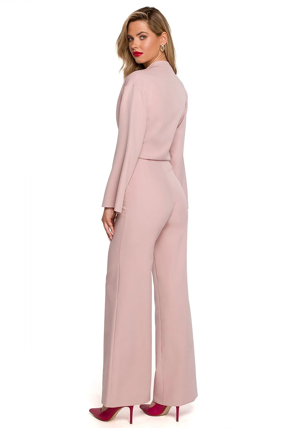 Makover Pink Women's Playsuit - Flared Sleeves and Wide Legs for Special Occasions by Makover