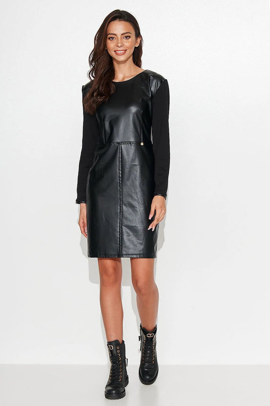 Numinou Daydress Leather Front Knit Back Black Gold Plate by Numinou