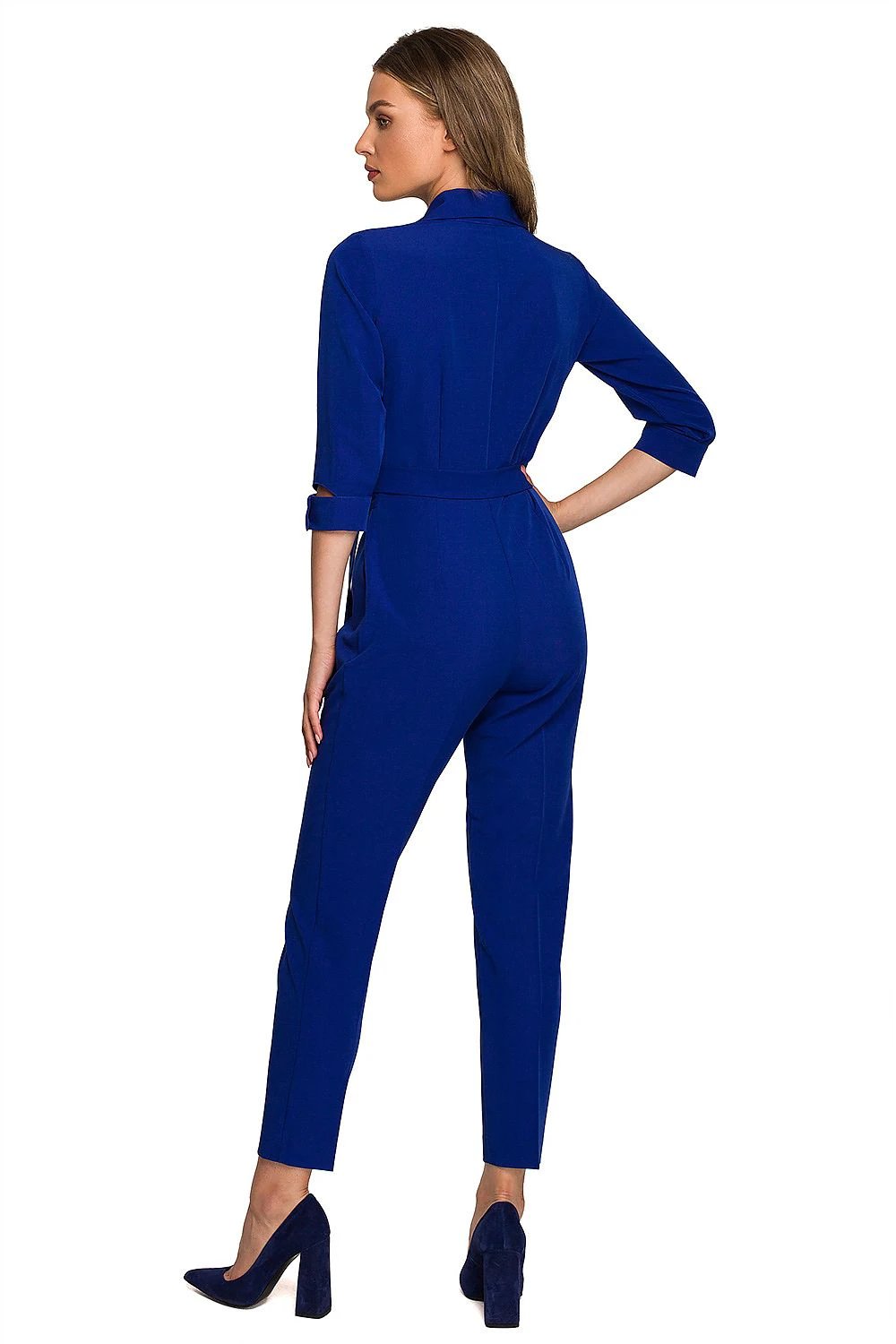 Stylove Women's Suit Jumpsuit - Versatile Office to Evening Chic with Decorative Sleeves and Waist Tie by Stylove