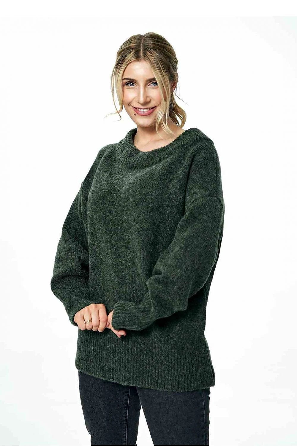 Jumper Figl - Comfortable Loose Fit Acrylic Blend Sweater With Boat Neckline And Ribbed Sleeves by Figl