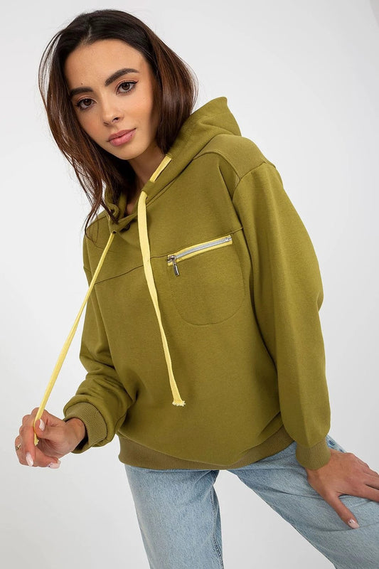 Fancy Women's Long Sleeve Sweatshirt - Comfortable Cotton Blend with Hood and Zippered Pocket by Fancy