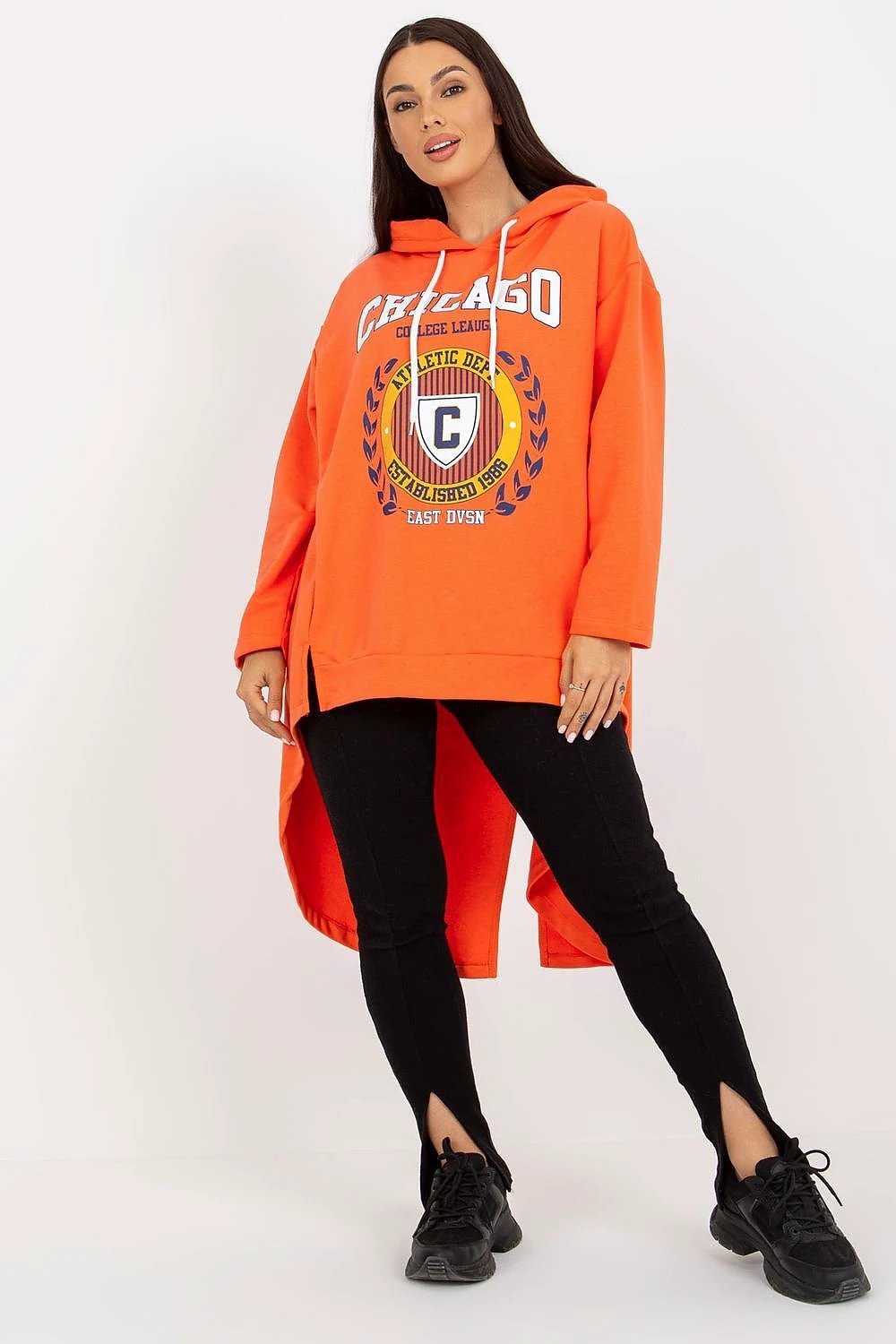 Fancy Women's Hooded Sweatshirt - 100% Cotton Loose Asymmetrical Cut with Long Sleeves by Fancy