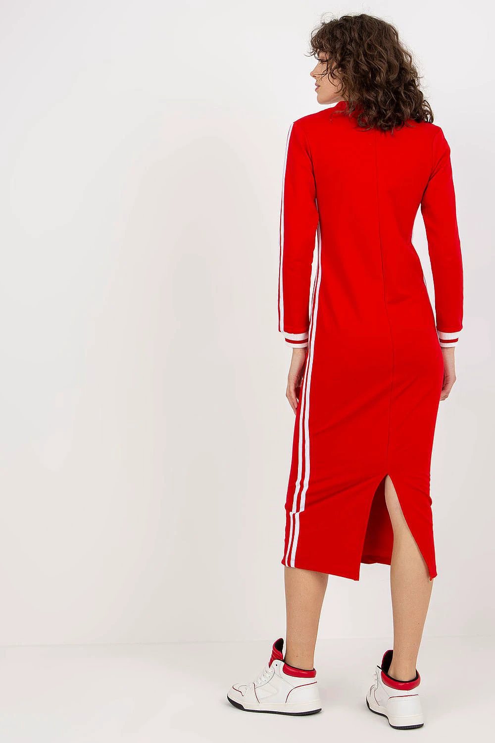 Daydress Fancy - Stylish Pencil Cut V-Neck Long Sleeve Dress with Contrasting Piping and Cotton Spandex Blend by Fancy