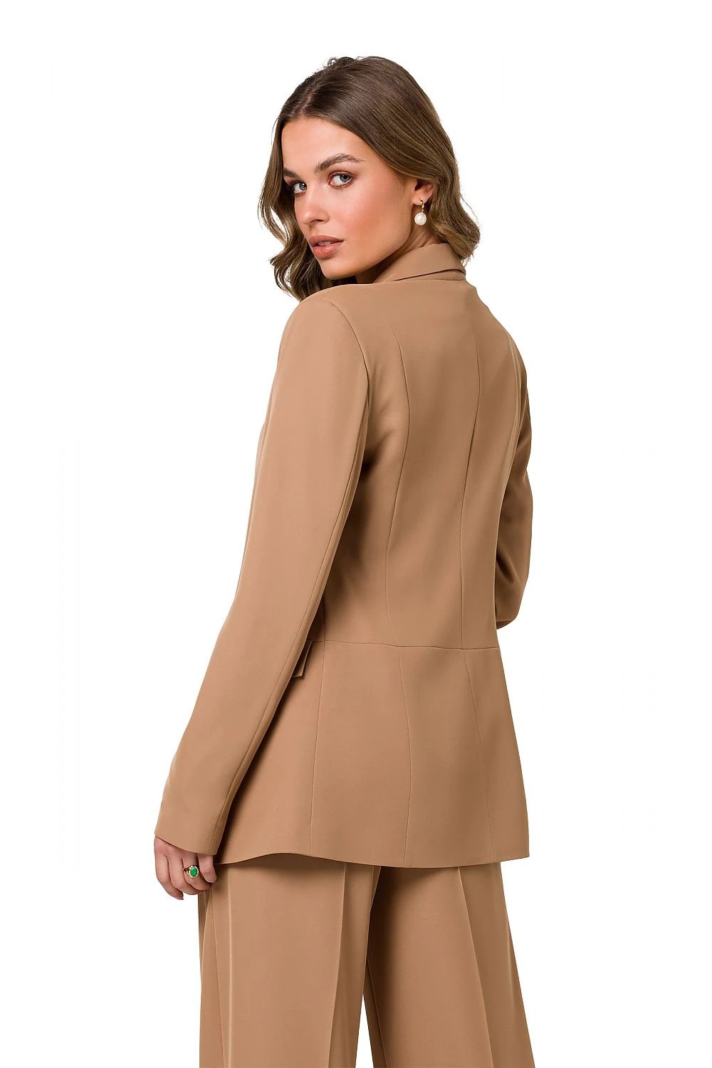 Stylove Lightweight Unbuttoned Blazer Jacket - Shiny Polyester Fabric, Fully Lined with Pockets for Versatile Everyday Wear by Stylove