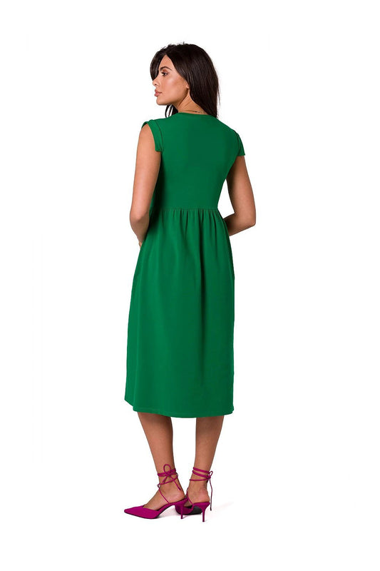 BeWear Daydress Midi Sleeveless Cotton Spandex Dress - Elevated Waistline for a Flattering Fit by BeWear