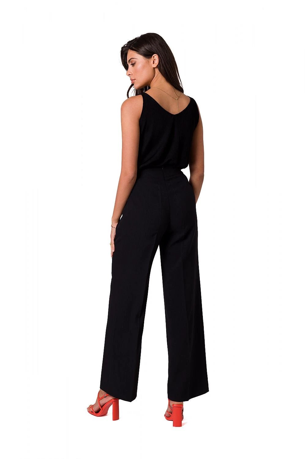 BeWear Elegant Lightweight Trousers - Comfortable Polyester Pants with Gold Buttons and Elastic Waist by BeWear