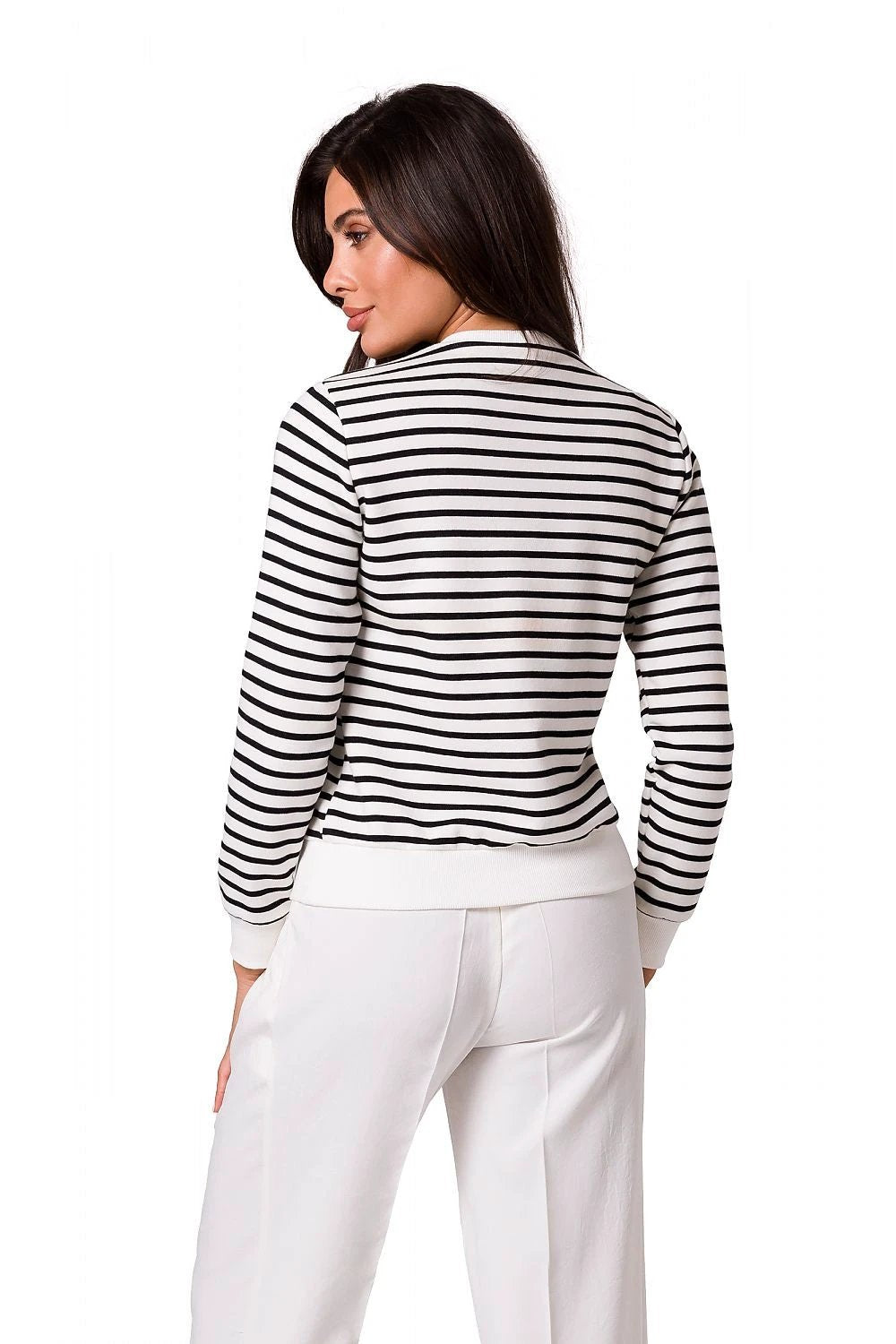 BeWear Men's Navy Striped Cotton Sweatshirt with Gold Buttons - Comfortable Sporty Elegance Design by BeWear