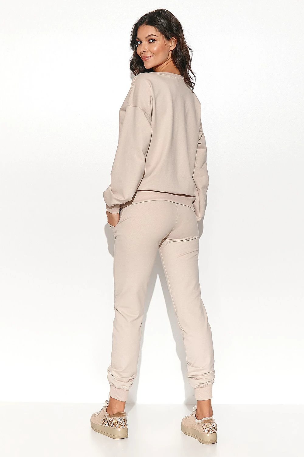 Numinou Women Knit Sweatshirt Set Round Neck No Hood by Numinou