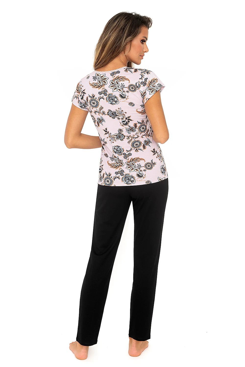 AISHA Pyjama Donna - Soft Viscose Women's Pajama Set with Floral Oriental Design and Loose Comfort Fit by Donna