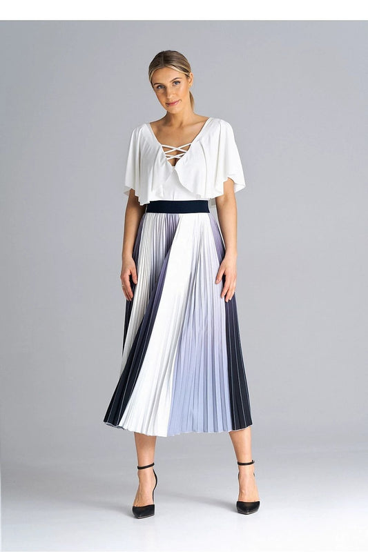 Figl Midi Pleated Skirt - Comfortable Elastic Waistband for Versatile Occasions and Everyday Wear by Figl