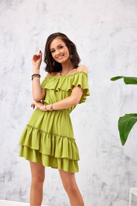 Roco Fashion Women's Blue Daydress - Soft Comfortable Fabric with Open Shoulders and Elastic Waist Band by Roco Fashion