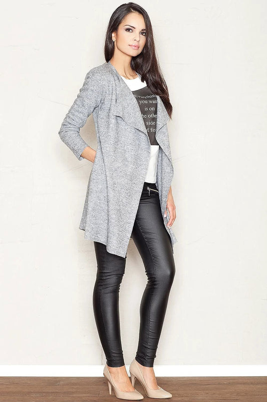 Figl Women's Sweatshirt Model 43728 - Warm Wool Blend Long Sleeve with Pockets and Shoulder Pads by Figl