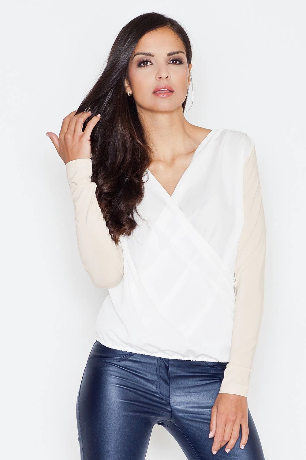 Figl Blouse Model 43827 - Women's Long Sleeve Pleated Blouse with Feminine Design and Viscose Blend by Figl