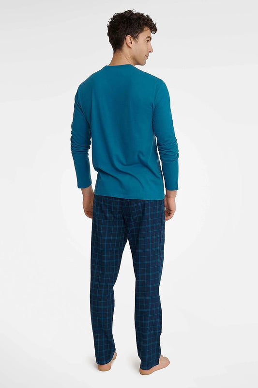 Henderson Men's Long Sleeve Pajamas - Comfortable T-Shirt and Elastic Waistband Pants Set by Henderson