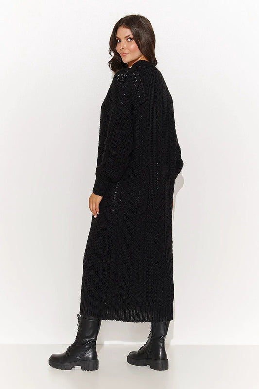 Numinou Womens Long Cardigan With Plaid Knit Open Cut by Numinou