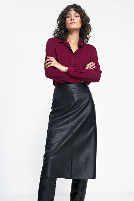 Nife Women's Long Sleeve Burgundy Shirt - Versatile Chic Design For Everyday Styling by Nife