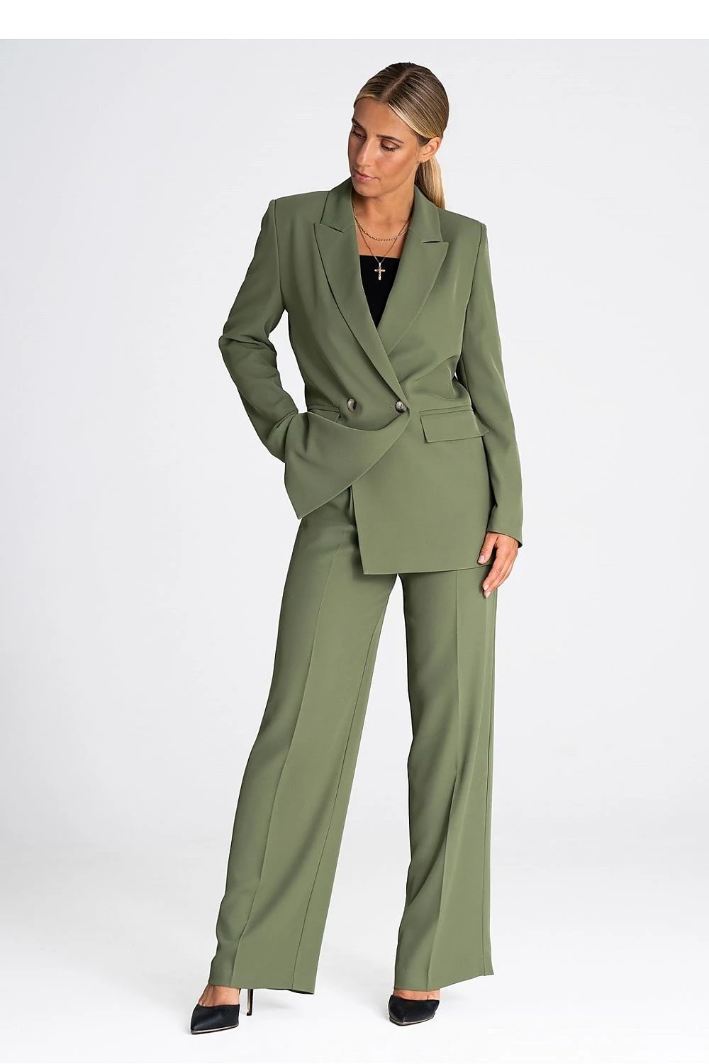 Figl Women's Long Sleeve Blazer - Elegant Double-Breasted Design with Lining for All Occasions by Figl