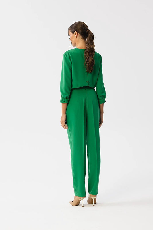 Stylove One-Piece Jumpsuit - Elegant Slit Neckline and Waist Crease for Comfort and Style by Stylove