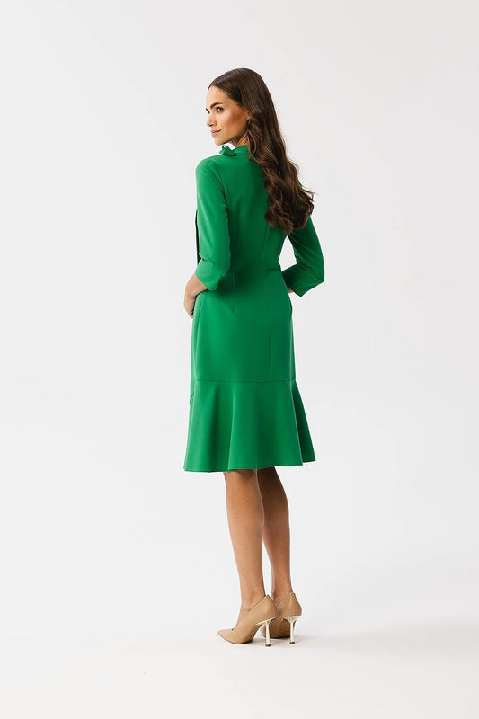 Stylove Daydress - Versatile Knee-Length Dress with 3/4 Sleeves, Stand-Up Collar and Ruffle Detail for Everyday Wear by Stylove