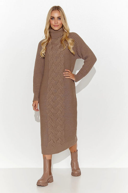 Makadamia Daydress Makadamia - Cozy Beige Sweater Dress for Women with Turtleneck and Casual Elegance by Makadamia