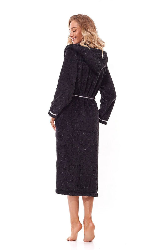 L&L Collection Bathrobe - Ultra Comfortable and Elegant with Hood, Pockets, and Shiny Knit Trim by L&L collection