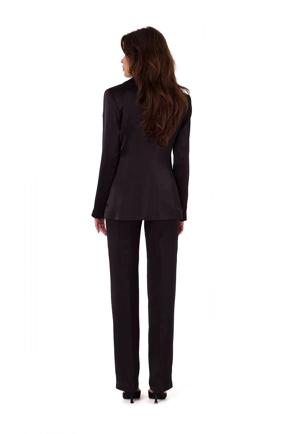 Makover Elegant Women's Black Satin Jacket - Classic Style with Comfort and Versatility by Makover