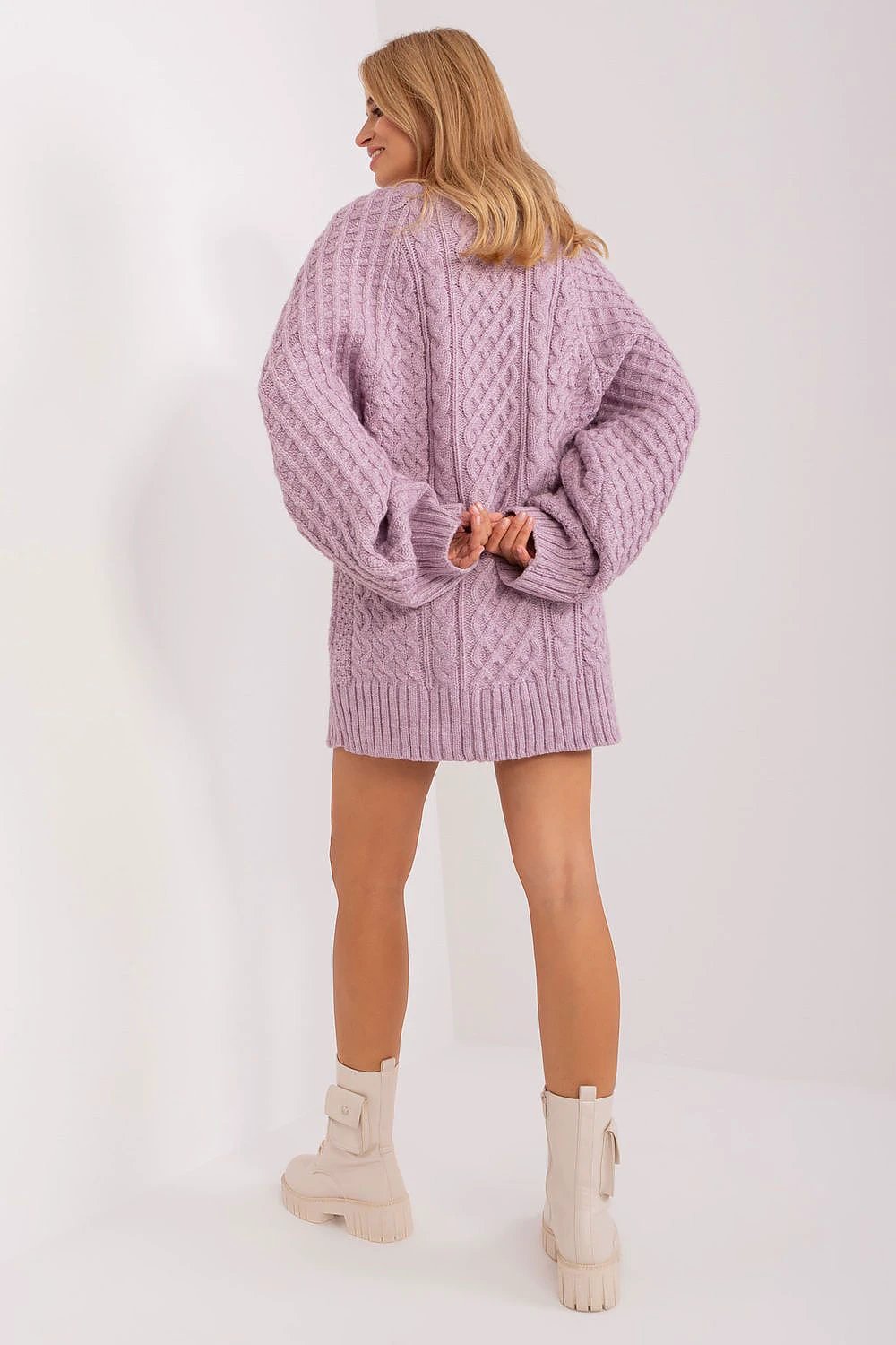 Oversized Long Jumper Acrylic Knit Sweater With Texture by AT